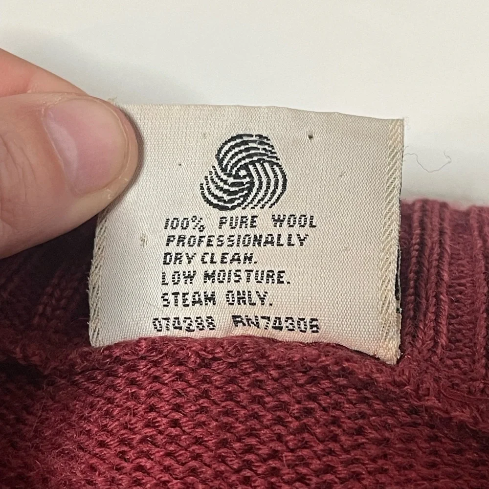 Genuine Country Road Work Wear Maroon Knit Crew Pull Over Compass Sweater Mens L - Picture 8 of 8